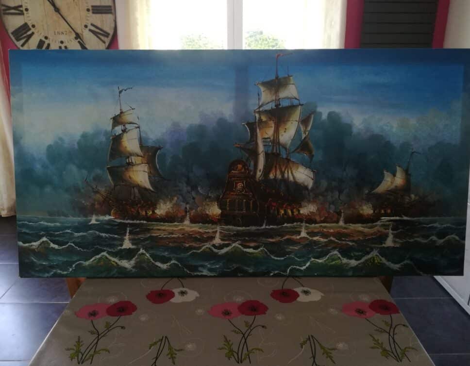 Peinture Tableau, Pastel: Bataille navale