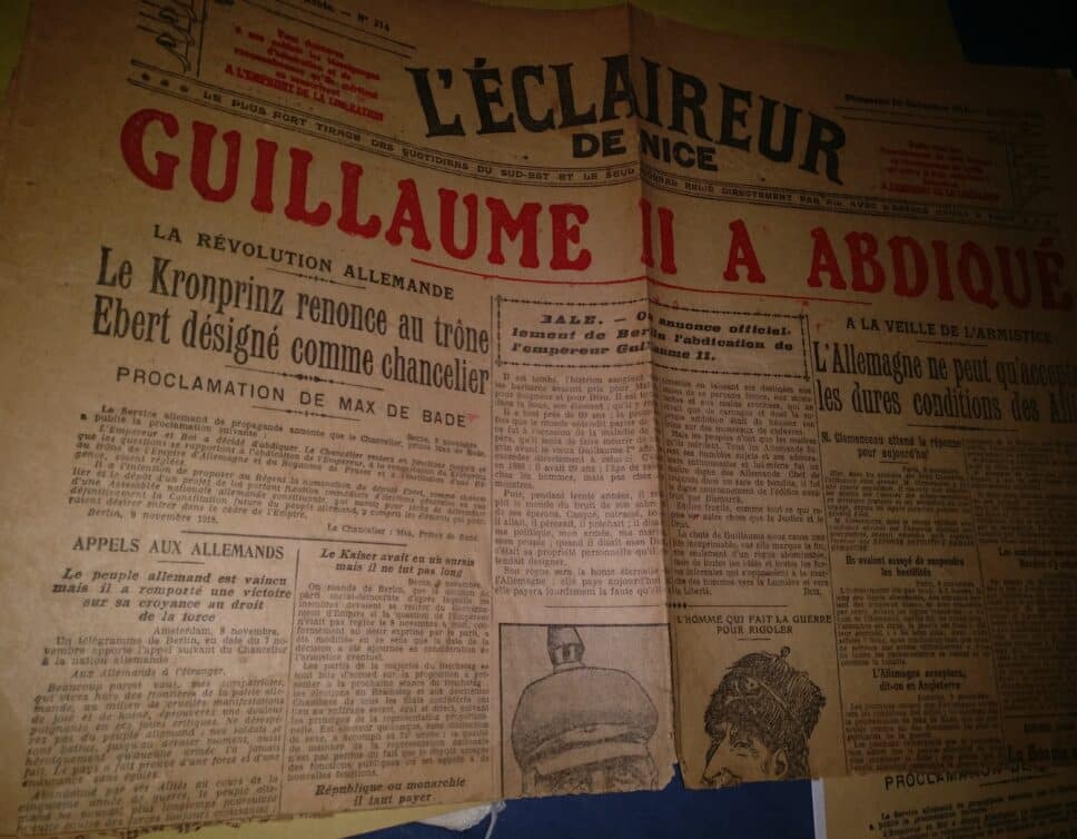 Estimation Livre, manuscrit: L’eclaireur de Nice 10 novembre 1918