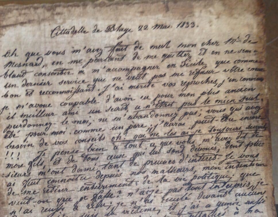 Estimation Livre, manuscrit: Lettre manuscrite de 1833