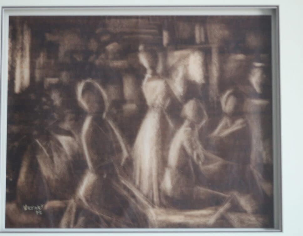 Peinture Tableau, Pastel: Tableau signé Verner. Femmes d’interieur