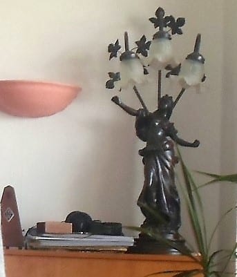 Lampe statue femme bronze Auguste Moreau