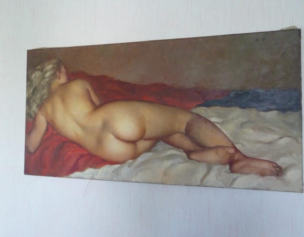 Peinture Tableau, Pastel: femme nu allongée signée G.NIVERT
