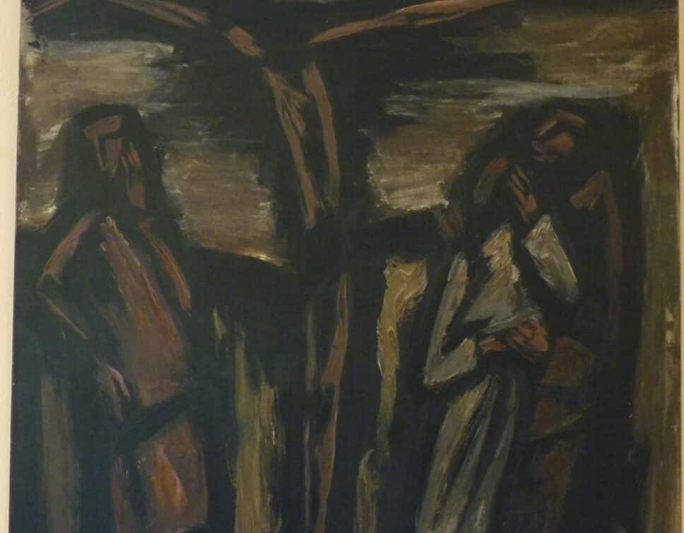 : Maurice ROCHER Crucifixion, toile XXème siècle