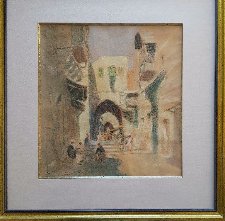 Peinture Tableau, Pastel: Tableau signé « Tanoux » avec inscrit « Tunis 1896 »