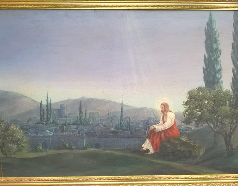 Peinture Tableau, Pastel: jesus mont des oliviers