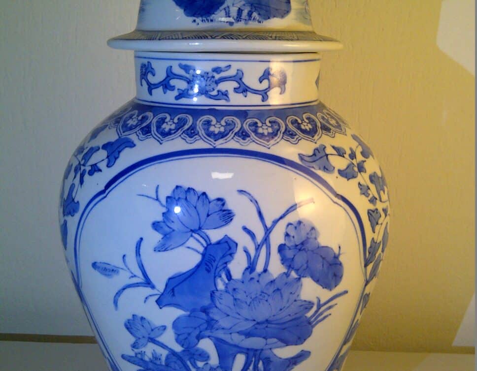 Vase chinois blanc et bleu