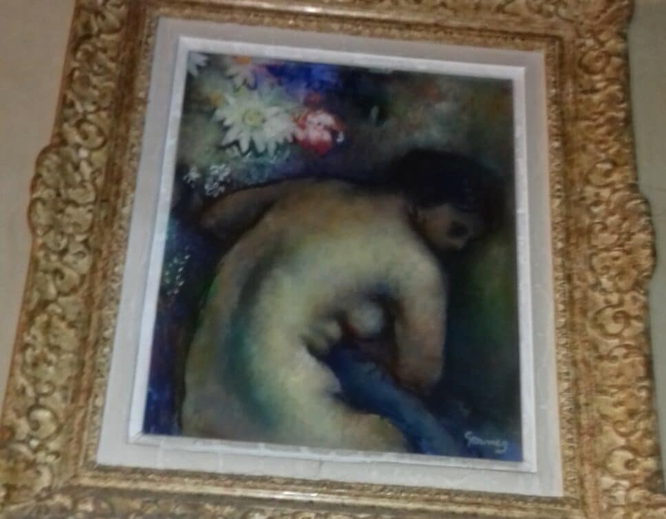 Peinture Tableau, Pastel: femme nue de dos