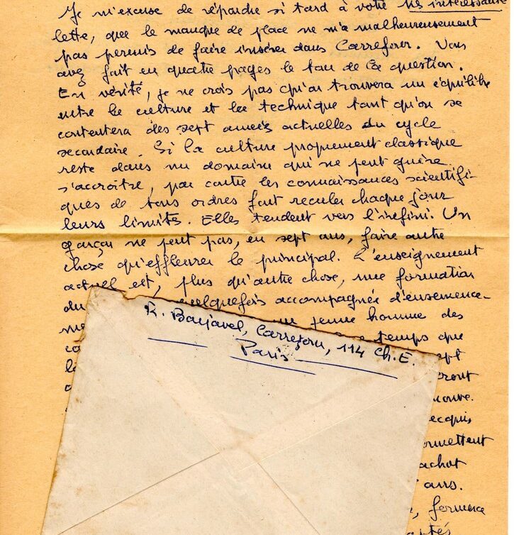 lettre Barjavel avec enveloppe