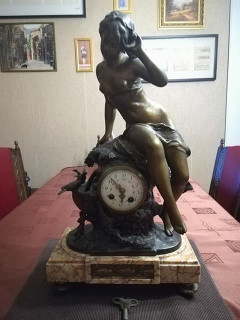Estimation Montre, horloge: Pendule avec jeune femme en bronze XIXème siècle signée Mathurin Moreau
