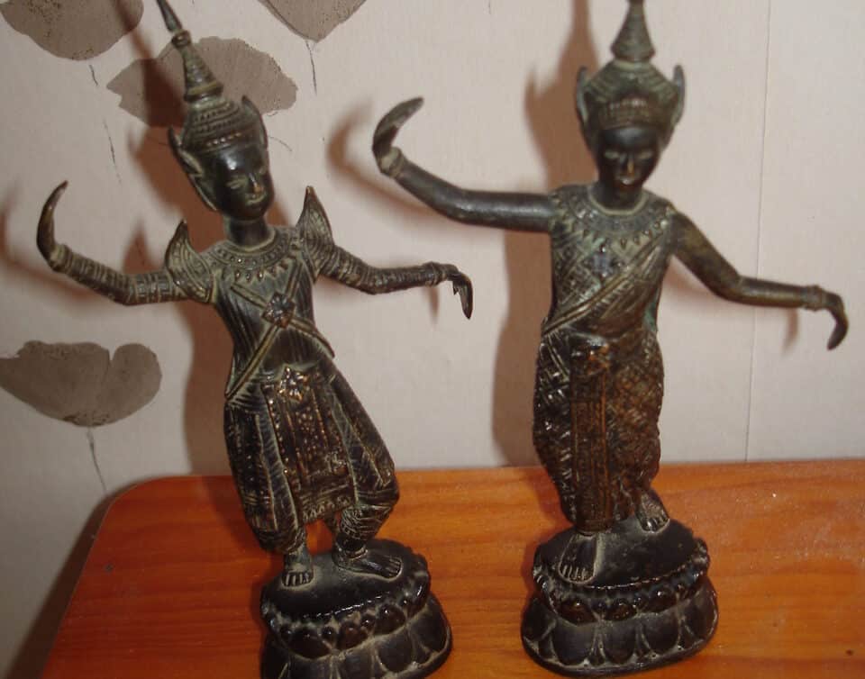 2 statuettes en bronze danseuse