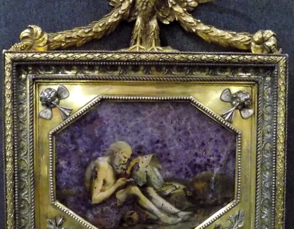 : Saint jérome et son lion peint sur amèthyste