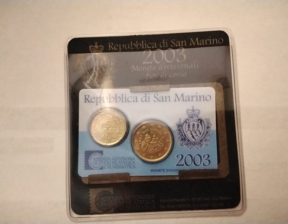 Estimation du Prix des Pièces de 20 Cent et 50 Cent de la République de San Marino 2003.