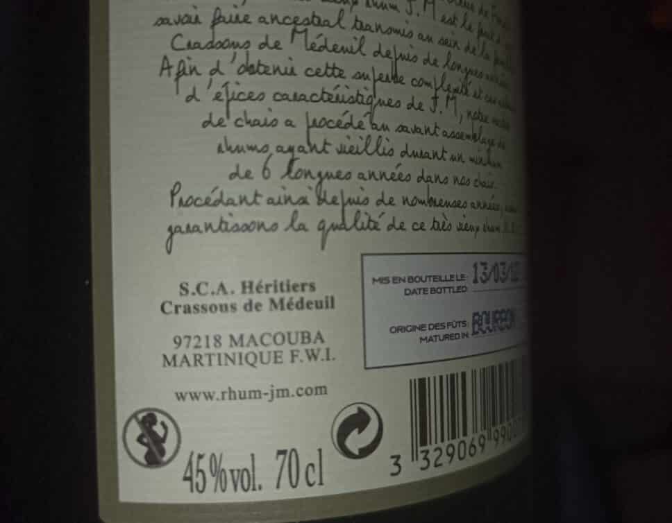 Estimation de l’Oeuvre d’Art Rhum J.M X.O 2012 70cl 45% – Bouteille Neuve Année 2012 pour Vins et Alcool