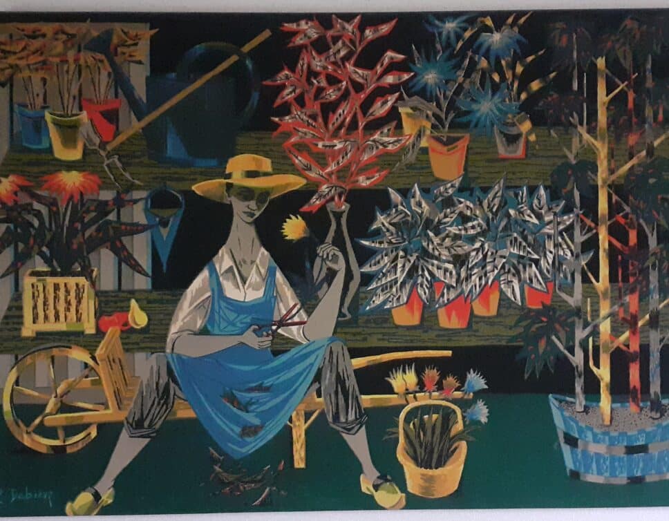 Estimation d’une tapisserie ancienne de Robert Debieve « Le fleuriste »