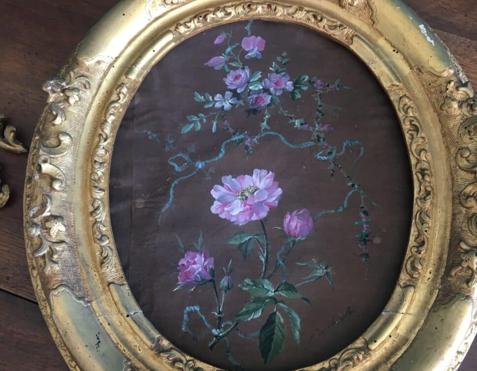 Estimation tableau ancien de P de Chazelles – Peinture de fleurs